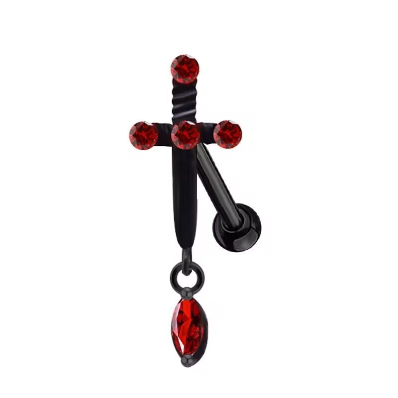 Wholesale Gothic Cross Water Drop Zircon Stainless Steel Earrings